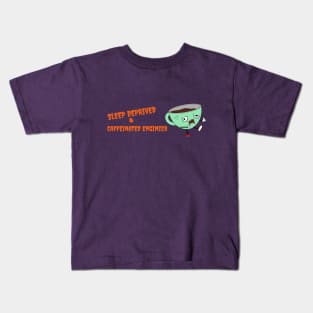 Sleep Deprived & Caffeinated Engineer Funny Kids T-Shirt